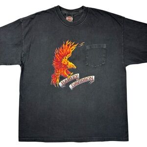 VTG Harley Davidson Motorcycles Macon Georgia Faded Black Pocket t-shirt XL